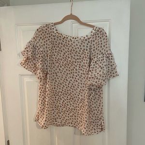 Loft blush pink and white blouse